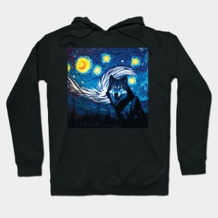 Wolf in a Starry Night Sky. Van Gogh Style Hoodie